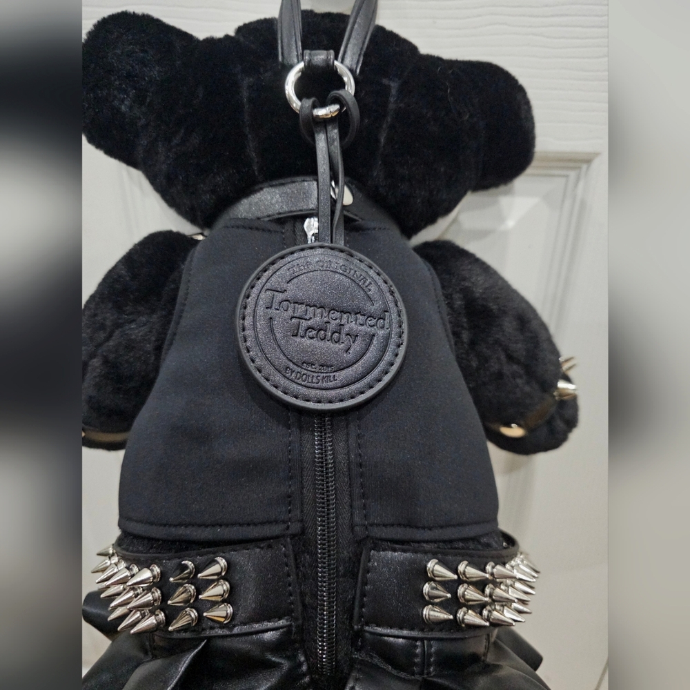 ~SOLD~Goth Dolls Kill Tormented Teddy Metalcore Spiked Bear Backpack Purse Bag - Picture 6 of 9